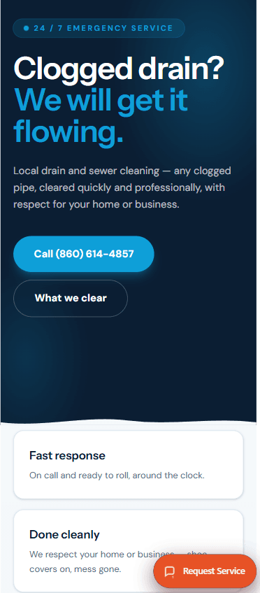 Home service site with a branded chat button